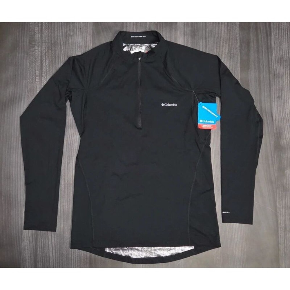 Columbia Omni-Heat Shirt Mens L Black 1/4 Zip Long Sleeve Base Layer Hike NWT